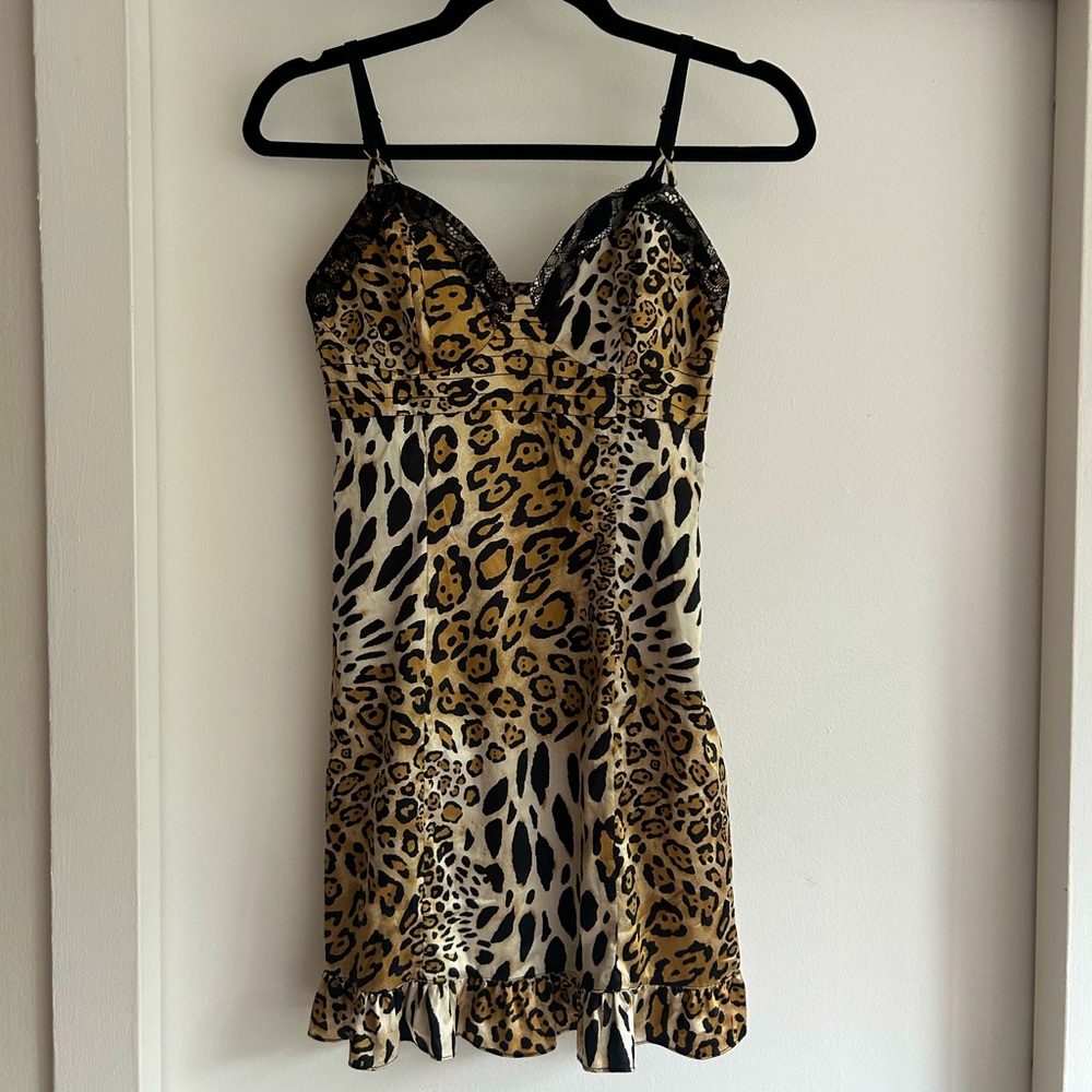 Guess leopard vintage silk satin mini dress